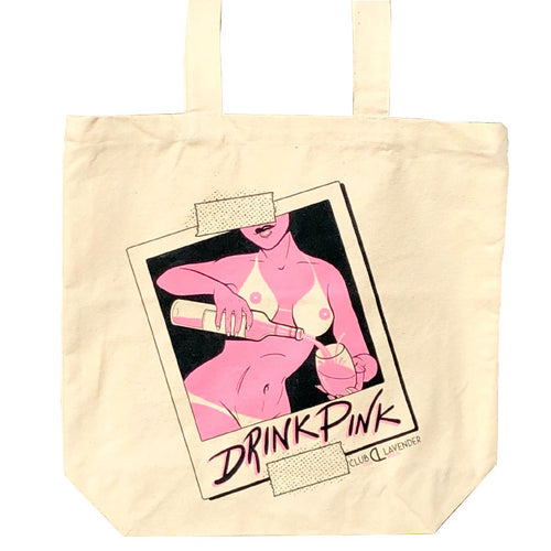 Drink Pink Designer Tote Bag designed by Guen Douglas